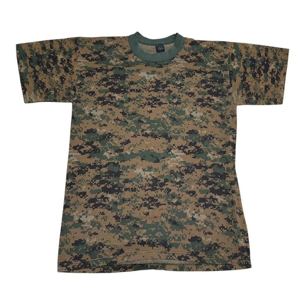 Vintage 80s 90s Digital Camouflage‎ Single Stitch Military Shirt Adult Large